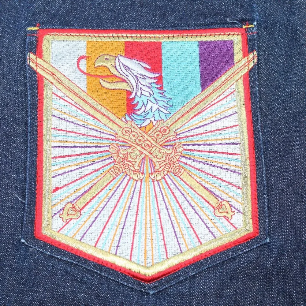 Vintage COOGI Sz 40X32 Y2K Embroidered Rainbow Colors Dk Wash Straight Leg Jeans - Picture 7 of 16